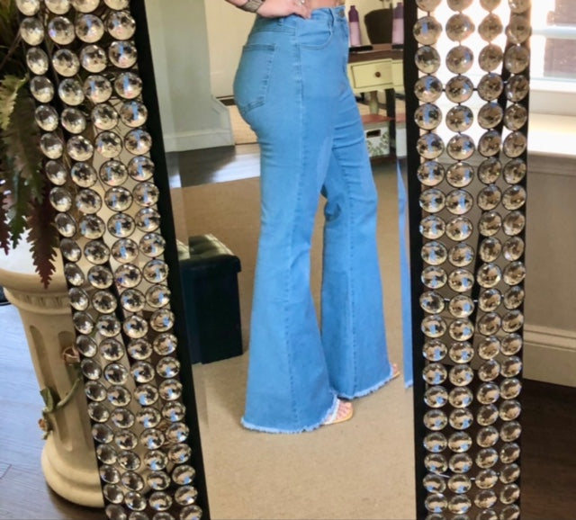 High Waist Denim Flare Jeans