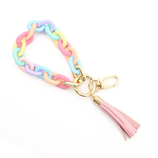 Colorful Acrylic Chain Bracelet Keychain