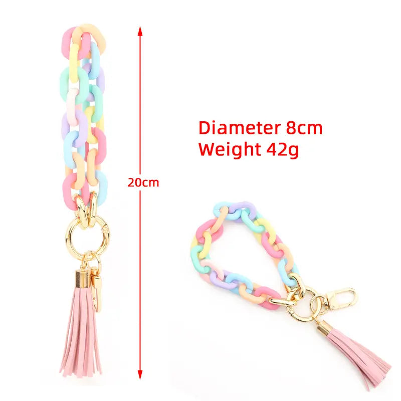 Colorful Acrylic Chain Bracelet Keychain