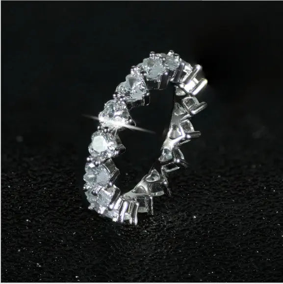 Heart Shaped Baguette Eternity Band CZ