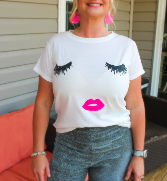 Eye Lash Pink Lip T-Shirt