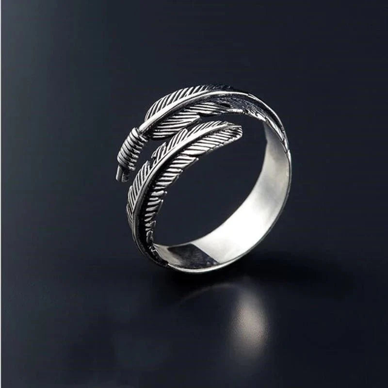 Silver Feather Open Ring