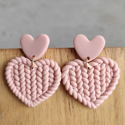 Light Pink Heart Clay Earrings