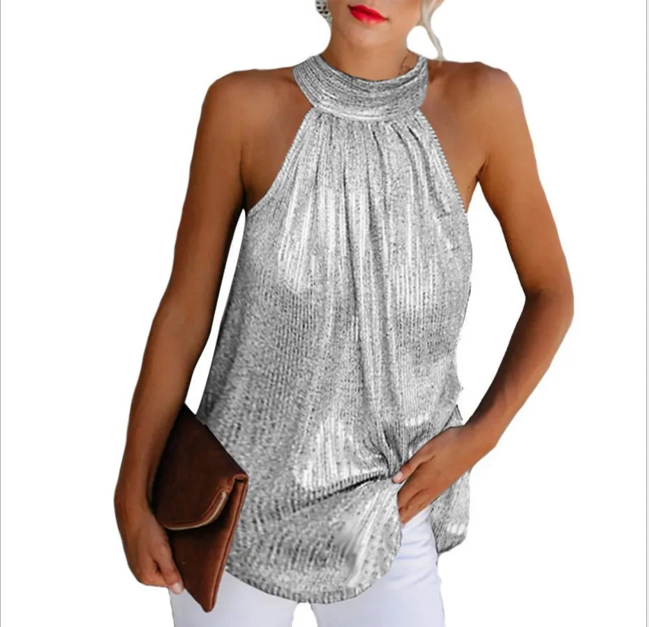 Halter Neck Zippered, Sleeveless Top